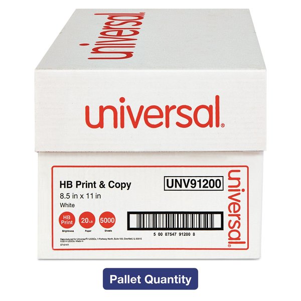 Universal Multipurpose Paper, 95-96 Bright, 20lb, 8.5 x 11, White, PK200000 UNV91200PLT